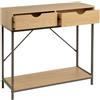 BAKAJI Consolle con 2 Cassetti in Metallo e Legno Mobile Salvaspazio 80 x 30 x 75 cm