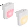 BAKAJI 2 Lampade Notte Luce Notturna LED 3 Funzioni RGB Bianco Dimmerabile Crepuscolare