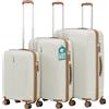 PROVITERA Set 3 Valigie in ABS Rigide Bianco 90-59-38L Ruote Easy Roll Manico Telescopico