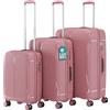 PROVITERA Set 3 Valigie in ABS Rigide Rosa 90-59-38L Ruote Easy Roll e Manico Telescopico