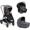 Chicco Trio Mysa Amber Glow Con Navicella Gran Comfort e Seggiolino Auto First Seat Recline - Chicco Black Satin
