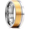 King Will Anello in carburo di tungsteno, 6 mm, 8 mm, linea oro rosa, anello nero e argento spazzolato piatto/bordi smussati, vestibilità comoda, T 1/2, Carburo di tungsteno, Non pietra preziosa