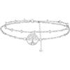 Hifeeled Cavigliera Donna Argento 925 Cavigliera Albero della Vita Doppia Catena con Perline Estate Spiaggia Catena Piedi - Anallergica Regolabile |22cm+4|