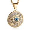 HZMAN Collana in acciaio inossidabile placcato oro 18K con ciondolo a forma di occhio di Horus dell'Egitto, protezione per cani, amuleto del giorno