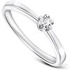 MIORE, anello solitario 6 griffe di fidanzamento da donna con diamante brillante 0,09 ct in oro bianco 9 carati 380