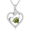 CDE Collana Donna Cuore Regalo Gioielli Donna Pendente Argento 925 con Pietra di Nascita per Festa Della Mamma Compleanno San Valentino per Lei Mamma Fidanzata Moglie con 5A Cubic Zirconie