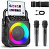 Singingmate Karaoke, Altoparlante Portatile Bluetooth per Adulti con 2 Microfoni Senza Fili, Sistema PA per Adulti e Bambini con Luci LED per Feste (Nero)