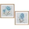 DRW Set di 2 quadri tela con fiori in blu e grigio 50 x 50 x 3 cm