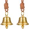 Ausicfen 2pack Brass Bells Hanging for Door Knob,Rustic Gold Brass Bell Vintage Bell Hanging for Home Garden Christmas Decor,Bell for Door Opening,Shopkeepers Bell Decorative Doorknob Ornaments (Rustic Gold)