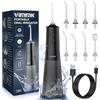 VIMMK Jet Dentale Idropulsore e Irrigatori Orali con 5 modalità di pressione dell'acqua e 8 punte sostituibili, ricaricabile e impermeabile IPX7, serbatoio 300 ml (nero)
