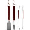 Olivia Tris barbecue utensili in acciaio inox e manico in legno Paletta 33,5cm Pinza 32,5cm Forchettone 33cm