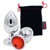 BONDAGERIE® Plug Anale Sextoy italiano 100% Sicuro dilatatore uomo donna con gioiello rosso in metallo e sacchetto, Taglia L