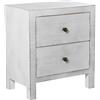 DRW Comodino con 2 cassetti in legno bianco 50,5x45x28,5 cm