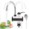 Strixorn Rubinetto elettrico con scaldabagno istantaneo, rubinetto elettrico da 3300 W con beccuccio flessibile e indicatore della temperatura LCD, rubinetto dell'acqua calda e fredda in acciaio inox girevole