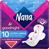 Nana Ultra Goodnight - Assorbenti igienici con alette - Flusso molto abbondante - 10 asciugamani in sacchetto singolo