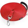 HAPPY HACHI Guinzaglio da Traino per Cani, 3 m/5 m/10 m/15 m/20 m/25 m/30 m/33 m, in Nylon con Cinturino, per Cani di Taglia Grande e Piccola (Rosso, 3M)