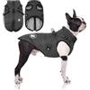 LUOWAN Cappotti per cani impermeabili con imbracatura Vestiti per cani caldi e confortevoli Lavabili in lavatrice Design a strisce riflettenti Resistente anello a D da mettere e togliere comodamente