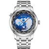 Sea Gull Orologio meccanico automatico da uomo, 41 mm, ora mondiale GMT con quadrante secondario, cinturino in acciaio inossidabile 316L, orologio da polso impermeabile 5ATM luminoso