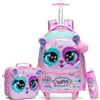 HTgroce 3pcs Zaini a Rotolamento per Ragazze Trolley Studente Primario Bagaglio da Viaggio, Zaino da Scuola Set