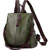 JSNOM Zaino Donna Pelle Casual Antifurto: Borsa Zainetto Donna Piccola Elegante Impermeabile Daypack per Universitá Scuola Shopping Lavoro (Verde)