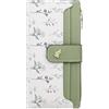 Farcauo Portafogli RFID Portamonete da donna medio grande con motivo floreale verde Portafogli con scomparto per documenti e tasche per carte