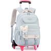 Amythe Zaino Scuola Trolley Sganciabile, 30L Zaini con Ruote per Scuola Elementare e Media, Zaino Rotelle per Ragazze Adolescenti Borsa Casual da Viaggio, Blu