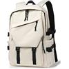 smallrun Zaini Scuola Teen Zaini Scuola Leggero Tipo Casual Zaino Computer Portatile Lavoro multiuso, beige, M