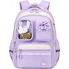 Amythe Zaino Scuola Elementare Bambina, Zaino Ragazza Traspirante e Comodo | dalla Prima alla Quinta Elementari, Zaini per la Scuola alla Moda con Striscia Riflettente, 22L, Viola