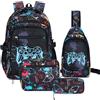 Amythe Zaino Ragazzi - Scuola Elementare e Media - Set Completo con Borsa Petto, Borza Pranzo & Astuccio - Zaino Adolescenti Grande Leggero Impermeabile per Scuola & Viaggi, Nero