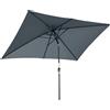 Outsunny Ombrellone Rettangolare 2x3 m Pieghevole e Regolabile con Manovella, in Alluminio e Poliestere, Grigio Scuro