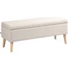 HOMCOM Panca contenitore imbottita aspetto lino per camera da letto, ingresso, soggiorno, carico 220 Kg, 110 x 39 x 45 cm, beige