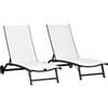 Outsunny Set 2 Lettini Prendisole con Schienale Reclinabile, in Alluminio e Tessuto Traspirante, 66x165x102 cm, Crema | Aosom Italy