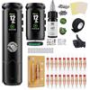 Dragonhawk A1 Pro Kit Completo Tatuaggio, Macchinetta Rotativa Senza Fili | Corsa 4,0 mm, 2pcs Batteria 2000mAh, 20 Aghi, Ideale Per Principianti