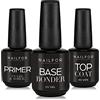 NAILFOR Trio-Primer Base Top Coat Gel Uv Filtro Antigiallo Smalto Semipermanente Ricostruzione Unghie Gel 3x15ml Made In Usa