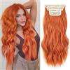 Mscat Extension di capelli sintetici da donna, 40,6 cm, con clip, colore arancione, set da 4 pezzi, per tutta la testa, spessi e ricci, 350 g