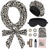 Baolivi Bigodini in raso, per ricci senza calore, 10 pezzi, per ricci senza calore, 10 pezzi, set fai da te senza calore, leopardo bianco