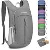 ZOMAKE Zaino Pieghevole Ultraleggero, Zainetto Leggero Ripiegabile da Viaggio 10L, Backpack Salvaspazio Richiudibile Trekking Piccolo Tascabile per Uomo Donna (Grigio)
