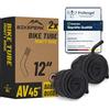 BikePeak 2x Camera d'aria flessibile per bicicletta per bambini, 12 pollici, Valvola Auto nera 40 mm a 45°, ETRTO 47/62-203, 2 pezzi Monty Rose