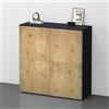 doporro Mobile Organizzatore Credenza Buffet in Legno con 4 Ante Push-to-Open e Soft-Close per Soggiorno, Sala da Pranzo o Ingresso, 100x36,4x100 cm Antracite opaco e Marrone chiaro Schrank04