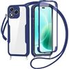 FERLAN Cover per Honor 400 Lite con Cordino, 360 Gradi Antiurto Custodia con Protezione Schermo Integrata Trasparente Rugged TPU Bumper Doppia Protettiva Cover per Honor 400 Lite -Blu