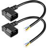 CERRXIAN 2 PZ 1FT 90 Gradi Sinistra IEC 320 C14 Maschio 3 Pin con Cablaggio Aperto Spogliato, Sostituzione per Impieghi Pesanti C14 Cavo di Alimentazione a Filo Nudo, Cavo Aperto a Spirale
