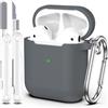 MHYALUDO Custodia per Airpods 1a/2a generazione (2016/2019),Custodia protettiva in morbido silicone per Airpods 1a/2a con LED visibile sulla parte anteriore,con kit di pulizia,Ciottolo