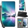 PHINIENLAND Cover per Samsung Galaxy S21 FE PU Pelle Custodia Flip Aurora