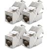 deleyCON 4x Modulo Keystone CAT7 - Compatibile con Cavi CAT7/CAT6/CAT6a - per Cavi Rigidi e Patch - Schermatura STP - Presa RJ45 fino a 1000 MHz e 10 Gbit/s - con Morsetto a Taglio (LSA)