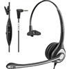 Wantek Telefono per Cuffie per Jack da 2,5mm con Cancellazione del Rumore del Microfono e Controllo del Volume, Cuffie del Telefono Fisso a Corda per Gigaset Cisco Polycom DECT Telefone (Black-Mono)