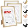 HIMEETIME® 3x Cornice Foto 13x18 cm Alluminio spazzolato dorata champagne,Passepartout 10X15cm,Cornice 13x18 Piccolo,Montaggio a parete o esposizione da tavolo