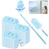 Nicemiya 37 Pezzi Panni Catturapolvere Compatibile con Swiffer Ricarica Panno Magnetico per la Polvere per Pulire Peli di Animali, Polvere e Sporco (35 Piumini + 2 Manici, Blu)