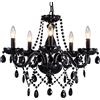 SM Saint Mossi Saint Mossi Modern K9 lampadario di cristallo, lampadario nero con cinque lampade, lampadario di soffitto appeso per sala da pranzo, camera da letto, soggiorno, H48cm x W48cm con catena regolabile