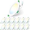 ALUSSO LIGHTING Faretti LED da Incasso per Cartongesso,7W 550LM 230V Luci da Soffitto Interno,Foro Incasso Ø90-100mm,3CCT 3000K 4000K 6500K Faretto led incasso IP44 per Cucina,Bagno,Set di 12,Bianc