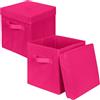 powerking Scatola di stoccaggio Bins, 2 pacchetto pieghevole tessuto stoccaggio cubo con coperchio, vestiti organizzatore cassetto per armadio e giocattoli stoccaggio, 27x27x28cm，Rose Red